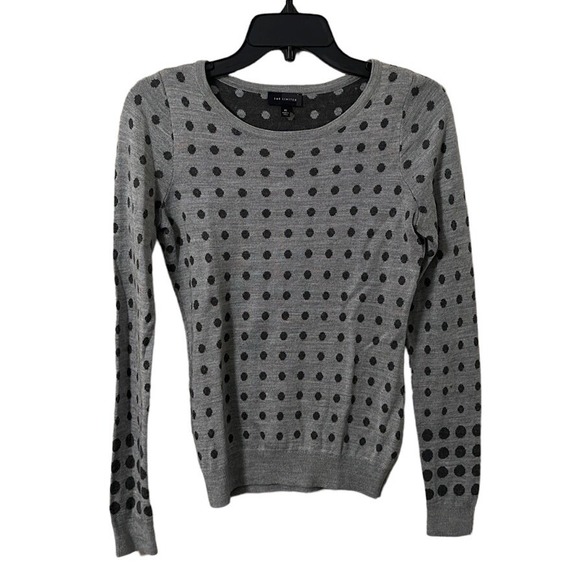 The Limited Sweaters - The Limited Women's Gray Polkadot Round Neck Sweater Size XS